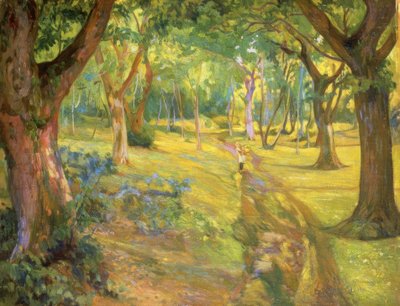 SKOGEN - 1923 - OLJE / LERT - 90X68 CM av Francisco Llorens Diaz