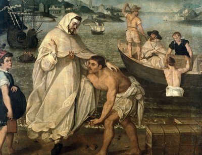 Saint Peter Nolasque (1189-1256) legger ut for å frigjøre kristne fanger holdt som gisler av mauriske pirater for å bli solgt som slaver i Afrika (maleri) av Francisco Pacheco