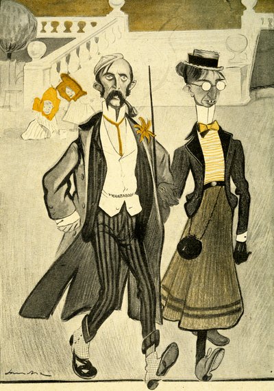 Et engelsk par i Frankrike som ble hånet for sin merkelige motesans, 1903 av Francisco Sancha y Lengo