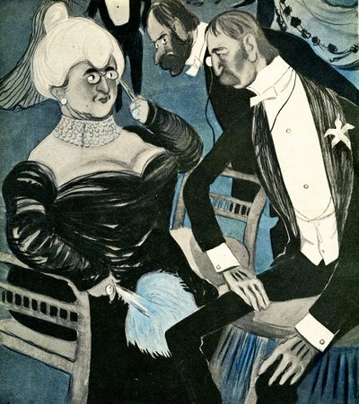 En engelsk mann som ber en fransk kvinne om å danse, 1905. av Francisco Sancha y Lengo