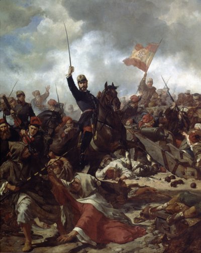 General John Prim og Prats (1814–70) i ​​slaget ved Tetouan i av Francisco Sans y Cabot