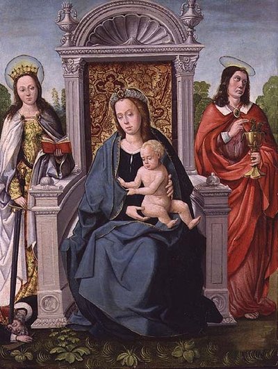 Madonna og barn med St. Catherine og St. John the Evangelist, ca. 1530-40 (panel) av Francisco de (attr. to) Comontes
