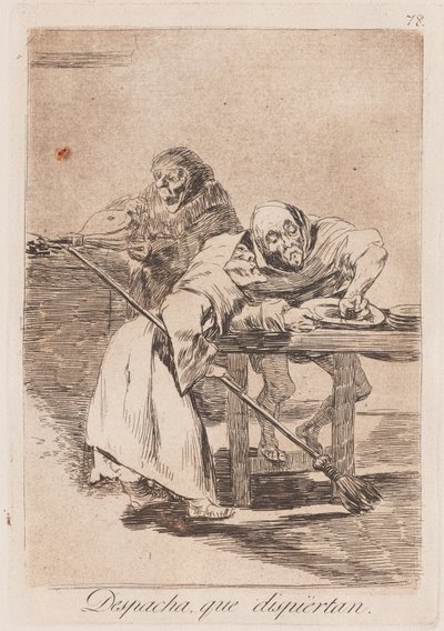 Be Quick, They Waken, sent 18.-tidlig 19 århundre (trykk) av Francisco de Goya