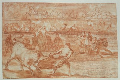 Tyrefekting, 1815-16 (rødt kritt på papir) av Francisco de Goya