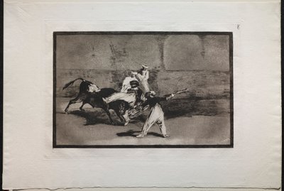 Bullfights: A Moor Catught by a Bull in the Ring, 1876. av Francisco de Goya