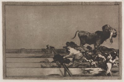 Tyrefekting: Fryktelige hendelser i de forreste radene i ringen i Madrid og borgmesteren i Torrejons død av Francisco de Goya