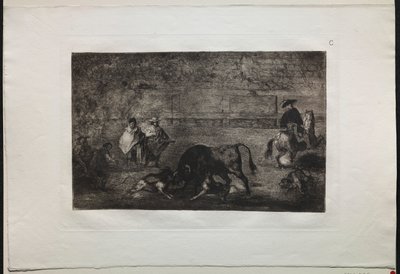 Tyrekamp: Hunden slipper løs på oksen av Francisco de Goya