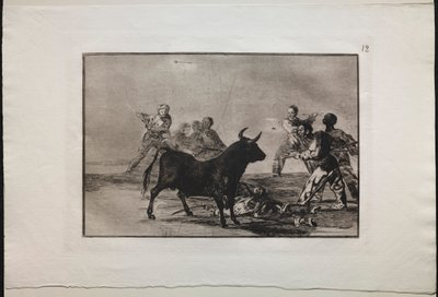 Bullfights: The Rabble Hamstringing the Bull with Lances, Sigds, Banderillas and Other Arms, 1876. av Francisco de Goya