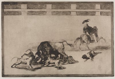 Bullfights: They Loose Dogs on the Bull av Francisco de Goya