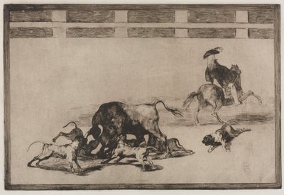 Bullfights: They Loose Dogs on the Bull, 1876. av Francisco de Goya