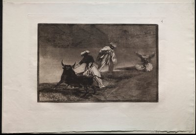 Tyrefekting: De spiller en annen med Kapp i en innhegning av Francisco de Goya