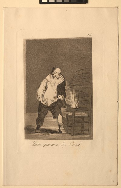 Caprichos: Og huset hans står i brann.. av Francisco de Goya