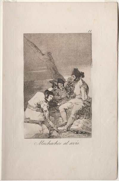 Caprichos: Gutter gjør klar. av Francisco de Goya