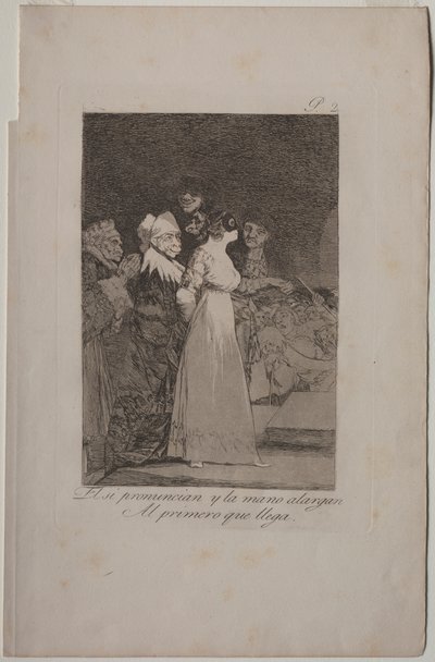 Caprichos: De sier "Ja" og gir hånden til den som kommer først. av Francisco de Goya