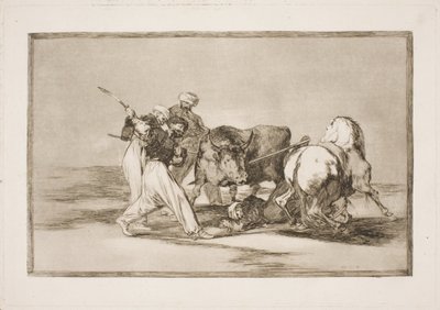 Maurerne, som slo seg ned i Spania og forlot overtroen til Koranen, skaffet seg denne kunsten å jakte og spiddet en okse på sletten av Francisco de Goya