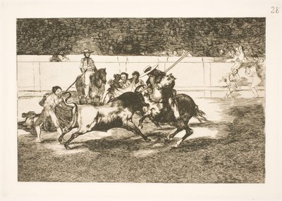 Den mektige Rendon spyr en okse, utfallet som forårsaket hans død på Madrid-arenaen av Francisco de Goya