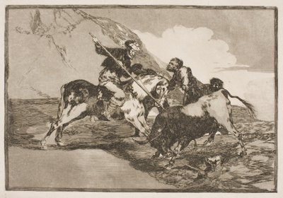 Slik de gamle spanjolene jaktet okser til hest på slettene. av Francisco de Goya