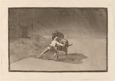 Den berømte Martincho setter banderillas al quiebro (The Famous Martincho Places the Banderillas Playing the Bull with the Movement of His Body) av Francisco de Goya