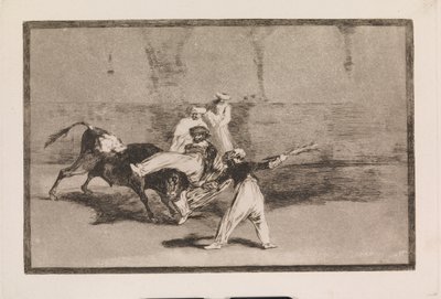 En maur fanget av oksen på arenaen av Francisco de Goya