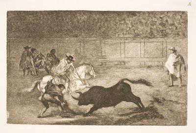En spansk rytter bryter korte spyd ved hjelp av sekundene sine av Francisco de Goya