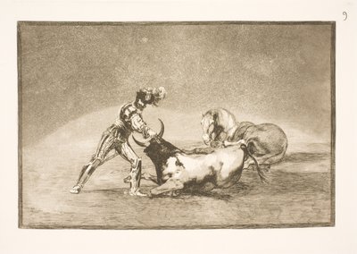 En spansk rytter dreper oksen etter å ha mistet hesten sin av Francisco de Goya