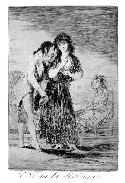 Selv på denne måten kan han ikke finne henne ut, 1799 av Francisco de Goya