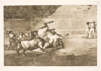 Hest kastet i bakken av en okse av Francisco de Goya