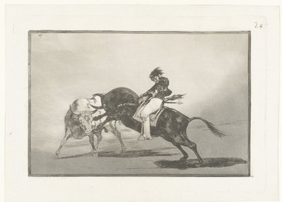 Mariano Ceballos kjører på en stier Den samme Ceballos montert på en annen okse bryter rejones på Madrid-plassen Tyrefekting (serietittel) Stierenvechten (serietittel) av Francisco de Goya