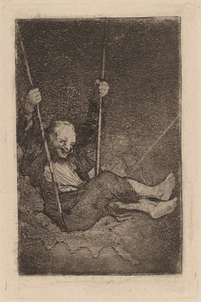 Gammel mann på huske av Francisco de Goya