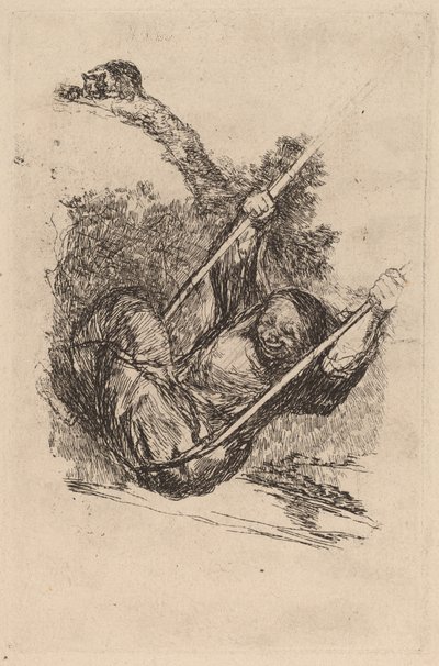 Gammel kvinne på huske av Francisco de Goya