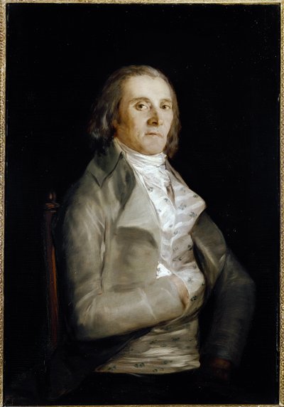 Portrett av Don Andres del Peral (aktiv 1770-1820) malerdekoratør - Olje på tre av Francisco de Goya