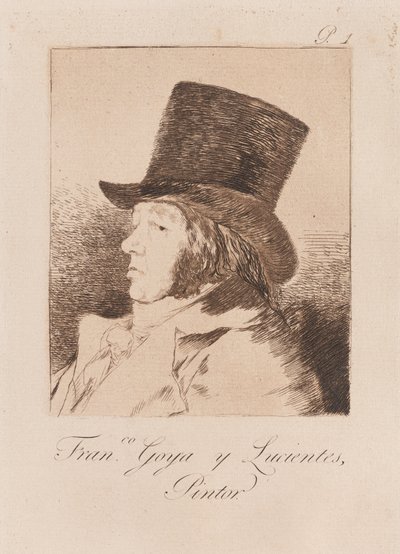Portrett av kunstneren, slutten av 18.-begynnelsen av 19 århundre (trykk) av Francisco de Goya