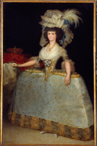 Portrett av dronningen av Spania Mary Louise (1751-1819), kone til Charles IV Maleri av Francisco de Goya (1746-1828) 1828 Madrid, Museum of Prado - Full-lengde portrett av dronning Marie Louise av Spania (1751-1819) , kone til Charles IV. Maleri av Franci av Francisco de Goya