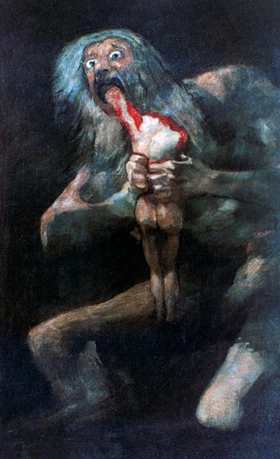 Saturn fortærer et av sine barn, 1821-1823 av Francisco de Goya