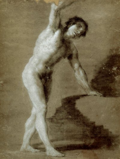 Tegneskole, ca. 1790 (kulltegning på grått papir) av Francisco de Goya
