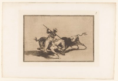 Stierenjacht te paard Den modige gazul Moor er den første som spyr okser i rekkefølge Stierengevechten (serietittel) La Taureaumachie (serietittel) La Tauromaquia (serietittel) av Francisco de Goya