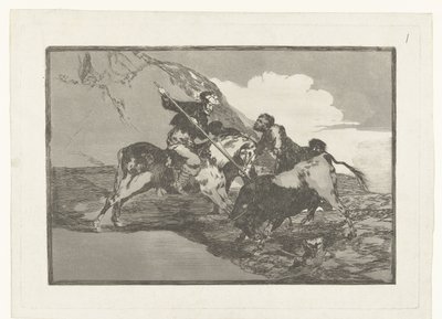 Stierenjacht te paard Hvordan de gamle spanjolene jaktet oksene på hesteryggen i marka Stierenvechten (serietittel) Tyrefekting (serietittel) av Francisco de Goya