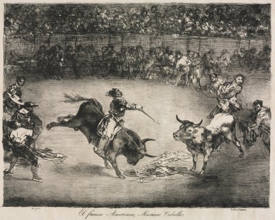 The Bulls of Bordeaux: The Famous American, Mariano Ceballos, 1825. av Francisco de Goya