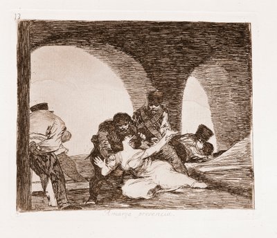 The Disasters of War: En mann vitne til voldtekten av sin kone (radering fra den forberedende tegningen av Francisco de Goya