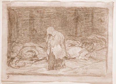 The Disasters of War: Mortuary beds (forberedende tegning av Francisco de Goya