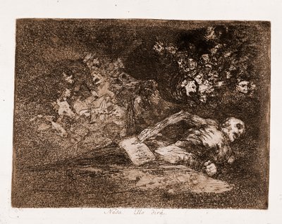The Disasters of War: Ingenting, det er det han vil si (etsing fra den forberedende tegningen av Francisco de Goya