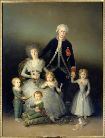 Hertugen av Osuna, Peter av Alcantara og hans familie. Maleri av Francisco de Goya og Lucients (1746-1828). 1788. Søn. 2,25x1,74 m Madrid. Pradomuseet. - Et portrett av hertugen av Osuna, Pedro Telez Giron (1755-1807); hans kone, grevinnen-hertuginnen av av Francisco de Goya