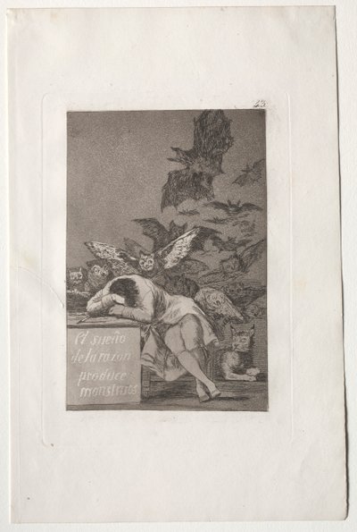 Fornuftens søvn produserer monstre av Francisco de Goya