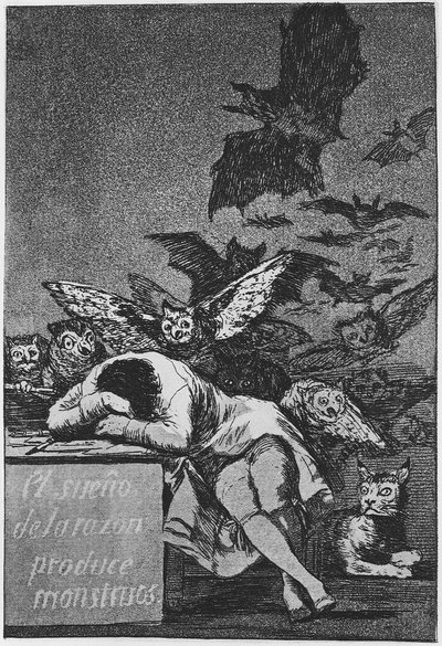 Fornuftens søvn produserer monstre. Capricho No 43, 1797-1798 av Francisco de Goya