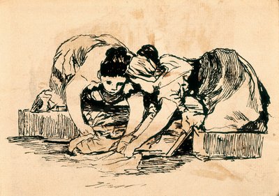 The Washerwomen, slutten av 1700-begynnelsen av 1800-tallet (tegning) av Francisco de Goya