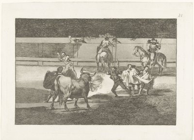 Bullfighter møtte brandende banderillas ildbånd Tyrefekting (serietittel) Stierenvechten (serietittel) av Francisco de Goya