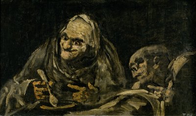 To gamle menn som spiser suppe The Witchy Brew av Francisco de Goya