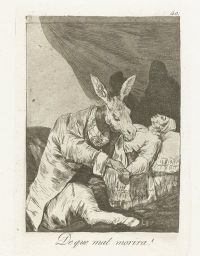 Hva vil han dø av? Que mal morira? (tittel på objekt) Los Caprichos (serietittel) av Francisco de Goya