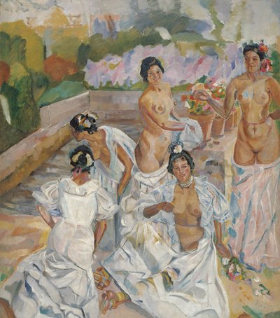 The Bath (Sevilla) - Iturrino, Francisco (1864-1924) - ca. 1908 - Olje på lerret - 200x174 - Carmen Thyssen Museum, Malaga av Francisco de Iturrino