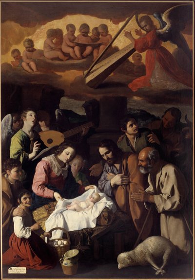 Tilbedelse av Shepherds-maleriet av Francisco de Zurbaran (1598-1664) 1600-tallets søn. 2,67 x 1,85 m. Grenoble. Museum of Fine Arts av Francisco de Zurbaran